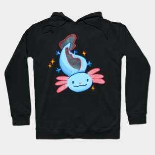 Blue and pink axolotl Sobre Alba Hoodie